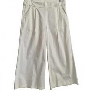 Marie Oliver Ladies Off White Color Wide Leg Pleated Cropped Trouser Pant